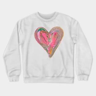 Expressive Heart Painting with Colorful Brushstrokes and Gold Crewneck Sweatshirt